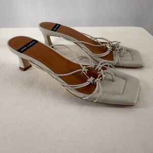 Angel Alarcon Square Toe Strappy Kitten Heel Sandals in Light Blue Size 9